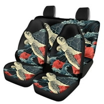 Binienty Turtle Auto Seat Cover Pack of 4, Automotive Interior Decor Trendy Accessories, Car Front Seats and Rear Bench Cove Fashion Auto Interior for Car Sedan Auto Truck SUV