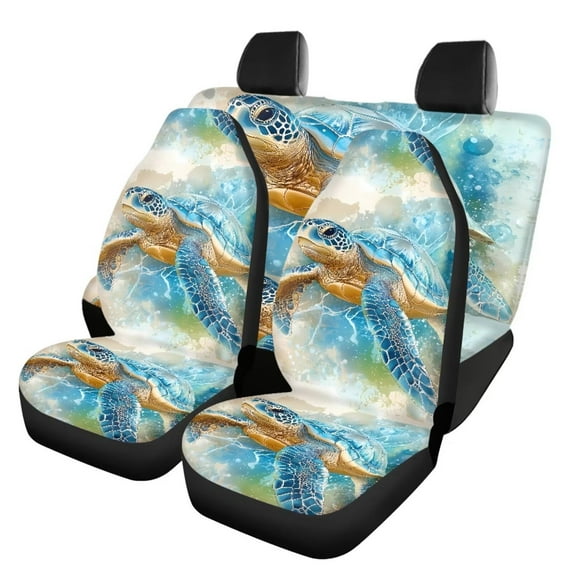Binienty Turtle Pattern Car Seat Covers Set of 4, Vehicle Seat Protector Non-Slip Car Mat Covers Pads, Car Accessories Fit Most Vehicle, Cars, Sedan, Truck, SUV, Van