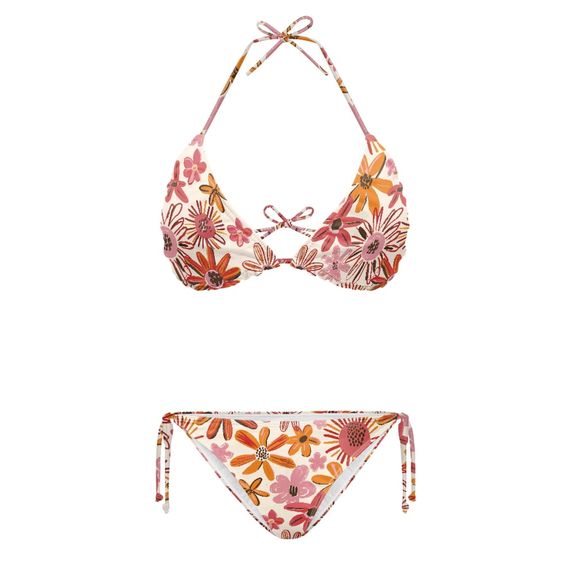 Binienty Two Piece Bathing Suit, Small Floral Pattern Design Plus Size ...