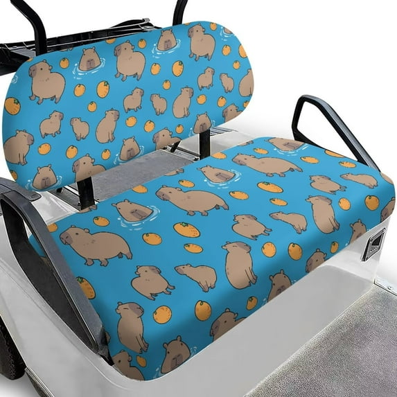 Binienty Universal Golf Cart Seat Covers Cute Capybara Golfcart Accessories for Women Golf Cart Seat Cover Sets Washable Fabric, Easy to Install