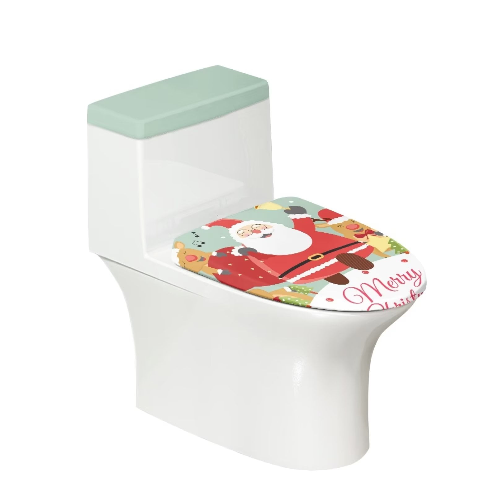 Binienty Warming Toilet Seat Cover Christmas Santa Claus Toilet Lid