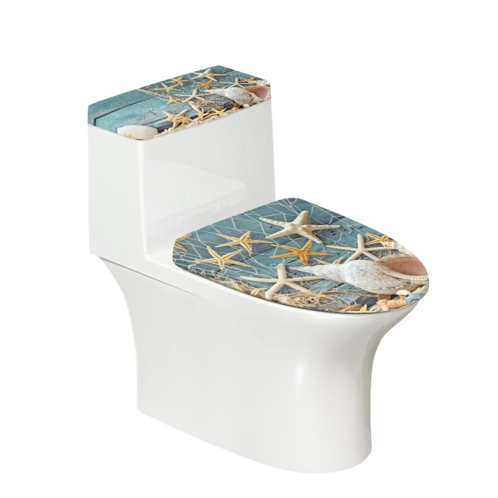 Binienty Warming Toilet Seat Cover Comfortable Starfish Beach Elastic