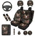thumbnail image 1 of Binienty Western Cow Skull Car Seat Covers Front And Rear with Coasters Keychain Armrest Pad Seat Belt Pads Headrest Covers 14 Pieces Vehicle Interior Accessories Set, 1 of 8