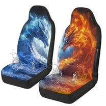 Binienty Western Dragon Car Seat Covers Front Seats Airbag Compatible Fire Flame Car Seat Cover 2 Pack Stretchy Auto Bucket Cushion Covers Universal Fit for Cars SUV Truck Auto Interior Decor