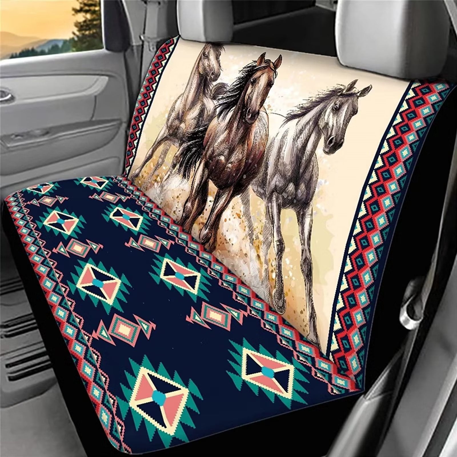 Binienty Western Horse Car Accessories Bench Seat Cover for Truck for