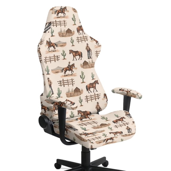 Binienty Western Horse Computer Chair Seat Slipcovers Easy Installation Computer Chair Covers for Seat Cushion 4 PCS Scratchproof Office Desk Chair Cover