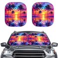 thumbnail image 1 of Binienty Windshield Sun Shade Sunset Palm Trees Foldable 2 PCS Car Sunshades Heat Insulation and Cooling Window Shades 28.5 x 25.5 Inches Fit Most Cars, Sedan, Suv, or Van, 1 of 5