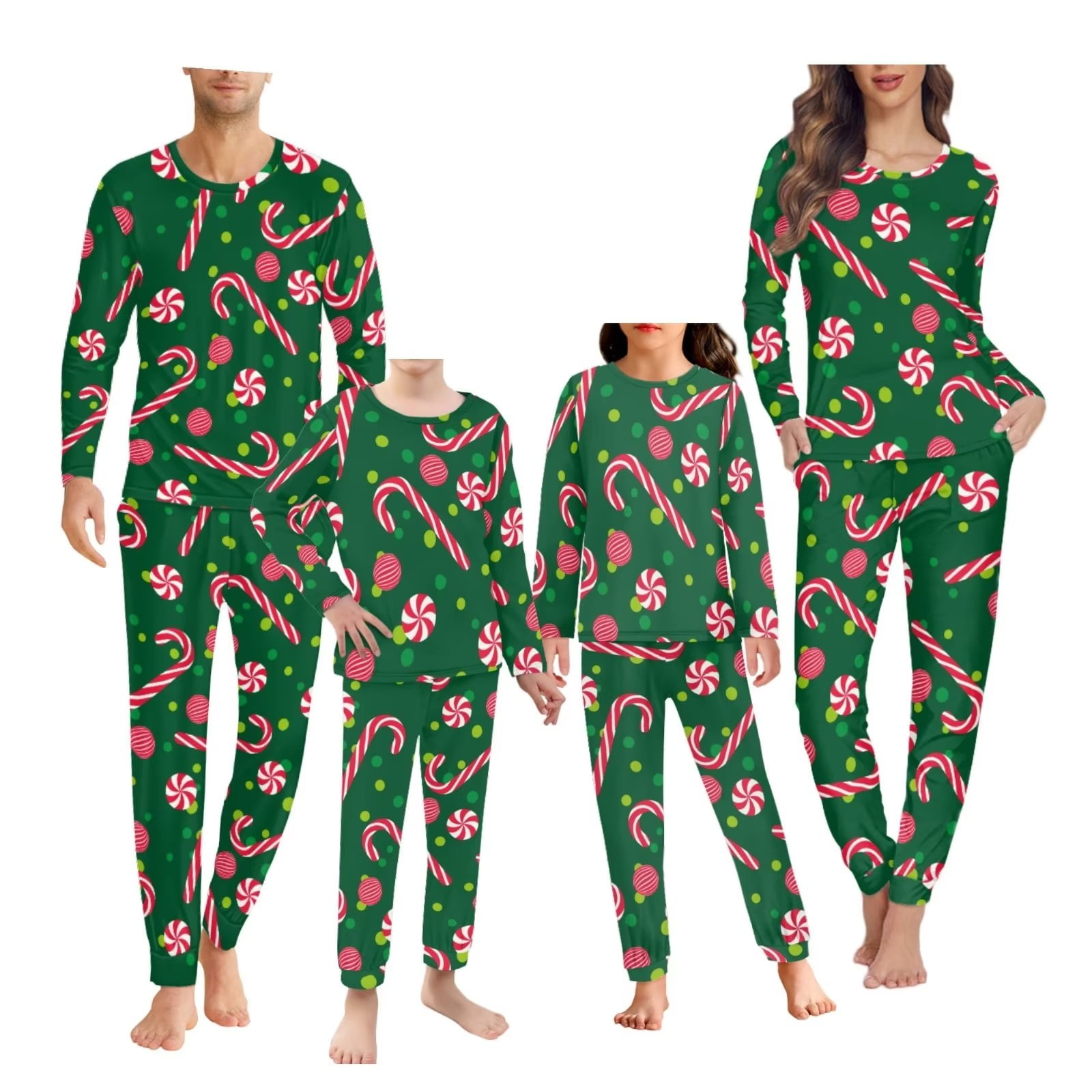 Binienty Winter Pajamas for Men Set Christmas Candy Cane Lightweight Skin Friendly Sweatpants