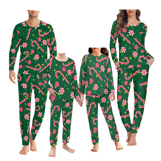 Binienty Winter Pajamas for Men Set Christmas Candy Cane Lightweight