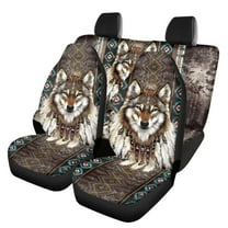 Binienty Wolf Dreamcatcher Automotive Seat Covers Full Set Stretchy Front and Back Car Seat Covers 4 Piece Auto Pet Dog Protector Pads Aztec Auto Accessories for Men Universal Fit