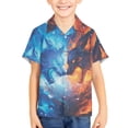 thumbnail image 1 of Binienty Wolf Flame Kids Hawaiian Shirt Button Down Tropical Shirt Casual Boys Short Sleeve Beach Shirt Soft Breathable Youth Summer Outfit, 1 of 7