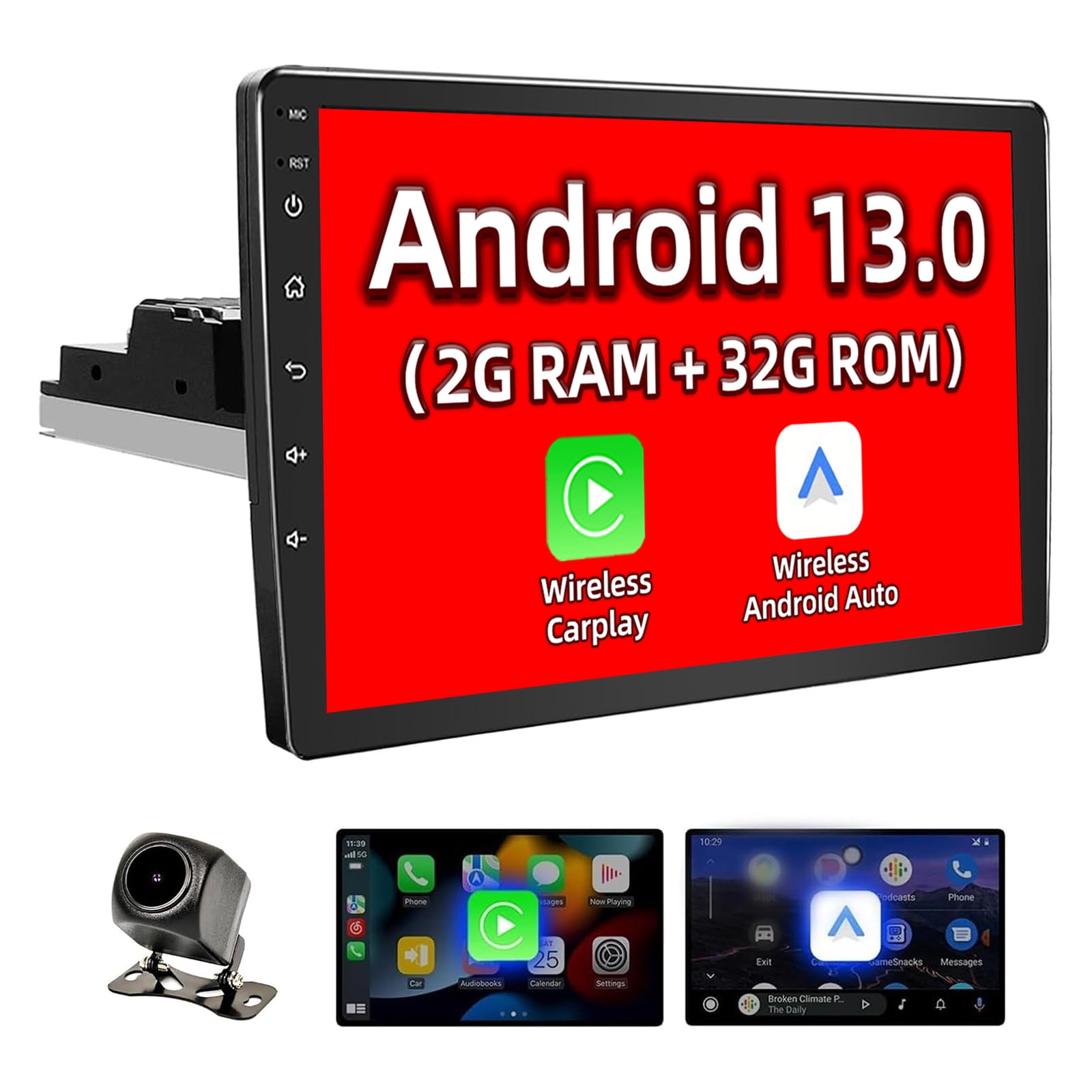 Binize 10 Inch Android Single Din Car Stereo with Wireless