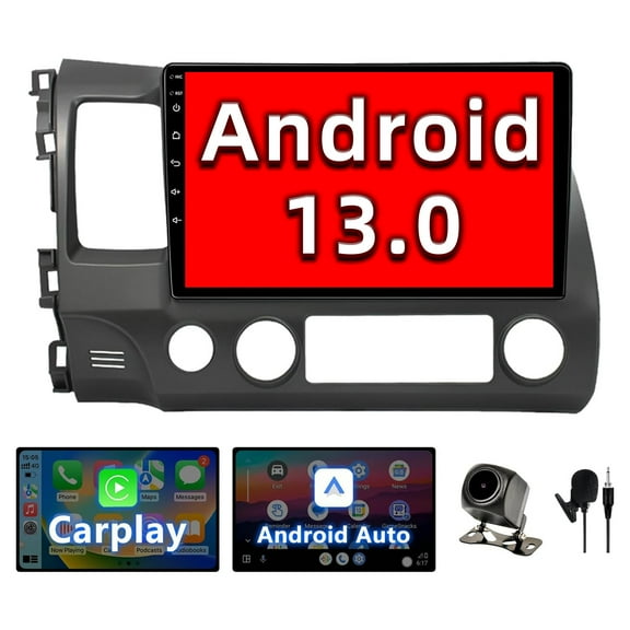 Binize Android 13 Car Stereo Compatible with CarPlay&Android Auto,10 Inch Touch Screen Car Radio Support Bluetooth,GPS Navigation for Honda Civic 2006-2011