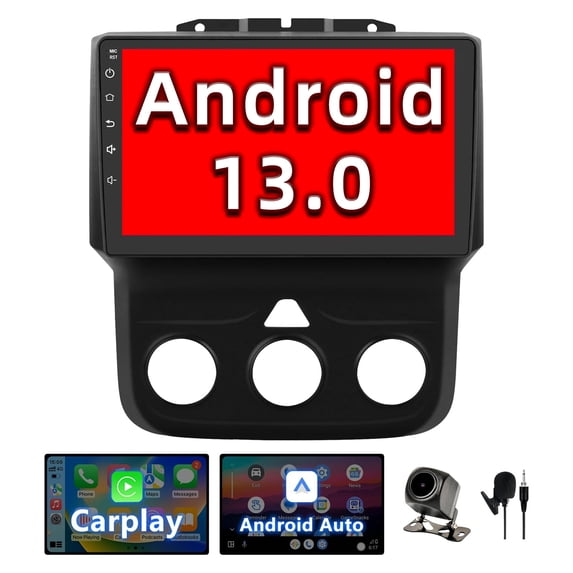 Binize Android 13 Double Din Car Stereo for Dodge Ram 1500 2500 3500 Radio 2013-2018, 9" in-Dash Navigation GPS Unit with Wireless CarPlay/Android Auto/AM/FM/Backup Camera/DSP/SWC/BT/WiFi/2+32GB