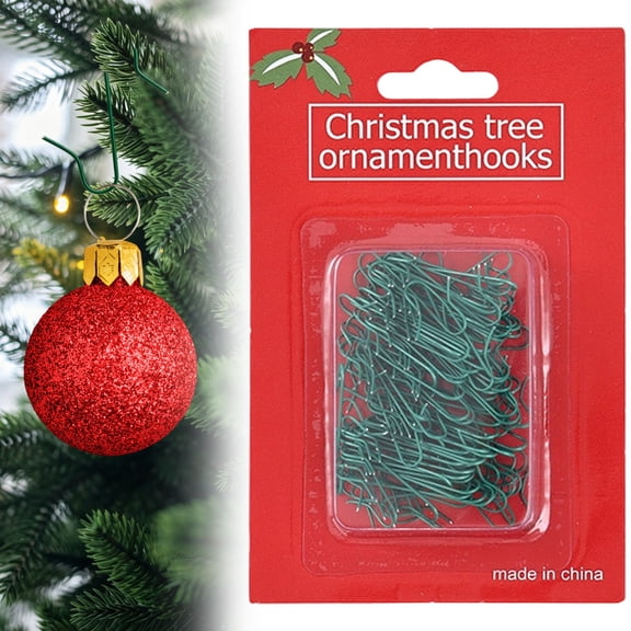Binkne Ornament Hooks, 100Pcs Christmas Ornament Hooks for Christmas Trees Metal Ornament Hangers Xmas Hanging Hooks for Christmas Tree Decorations Party Balls, Green