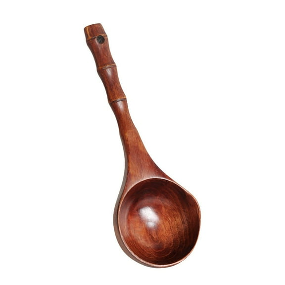 Binkne Tableware, Chestnut Bamboo Spoon, 1X Spoon, Lot Wooden Spoon Bamboo Kitchen Cooking Utensil Tool Soup Teaspoon Catering, Stainless Steel Bowl