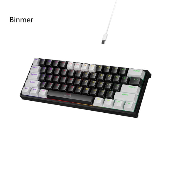 Binmer 61-Key Rgb Mechanical Keyboard, Rgb Gaming Keyboard, Compact 61-Key Mechanical Keyboard