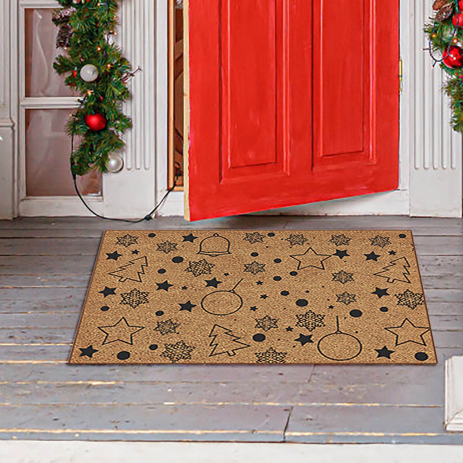 Binmer Black and Friday deals Imitation Coir Christmas Entry Door Mats