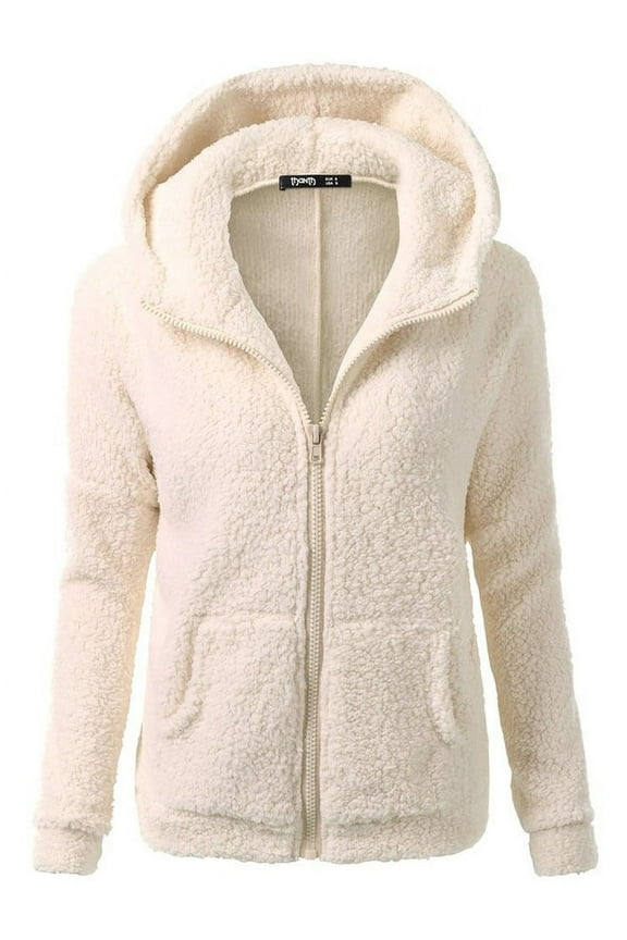 ® Hot Sale Women Hooded Sweater Coat Winter Warm Wool Zipper Coat Cotton Coat Outwear