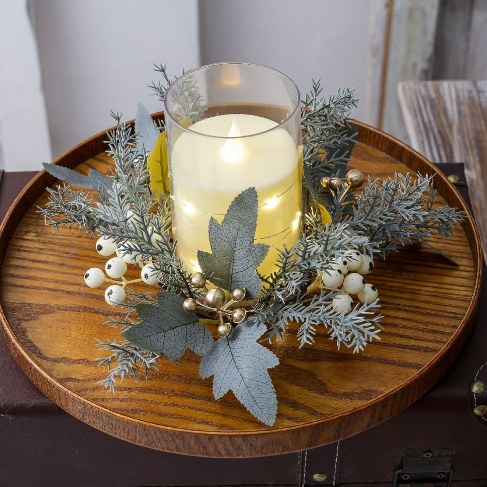 Binmer Hot sale Candle Candlestick Garland Ring Desktop Ornaments