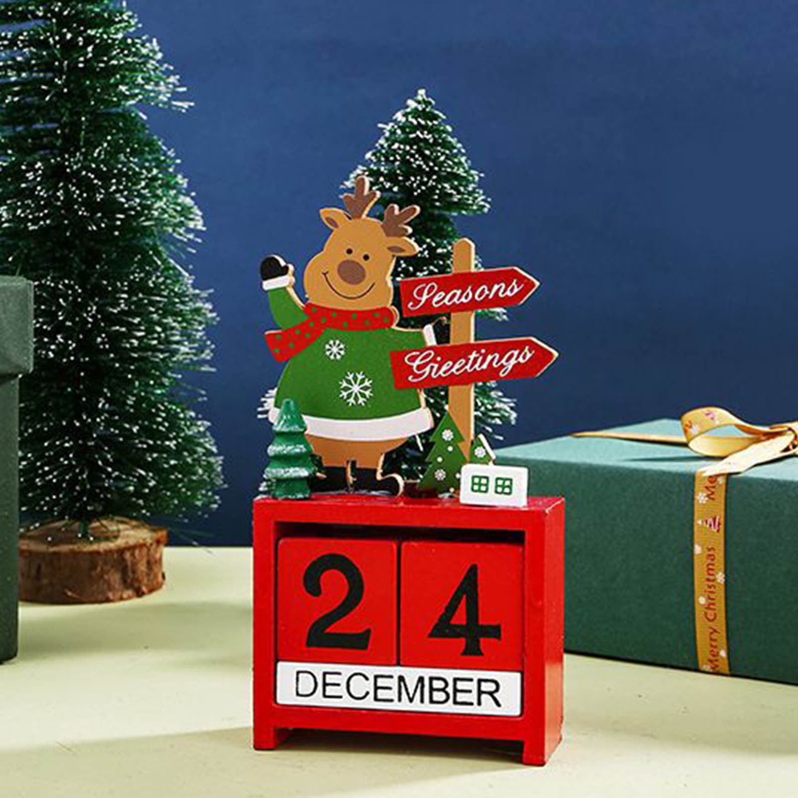 Binmer Hot sale Wooden Christmas Countdown Calendar Desktop Ornament