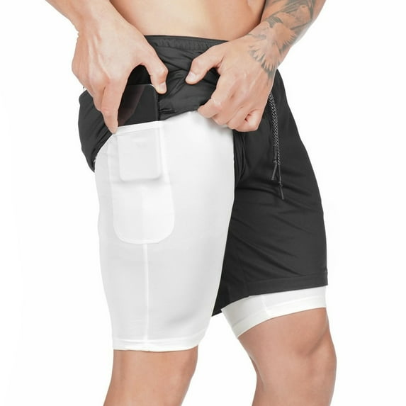 Binmer Men's Short Double Layer Sports Shorts Gym And Training Quick Dry Five Pants