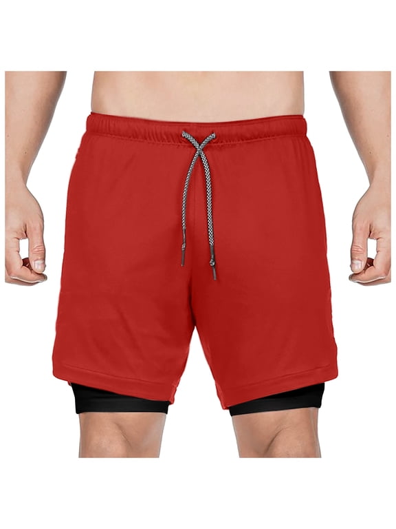 Men's Short Double Layer Sports Shorts Gym And Training Quick Dry Five Pants