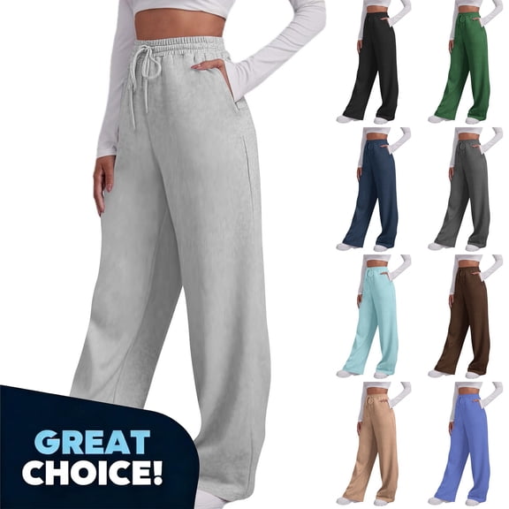 Binmer Women's Fleece Pants with Pockets, Drawstring High Waist Sweatpants, Women's Plus Navy,Size XXL