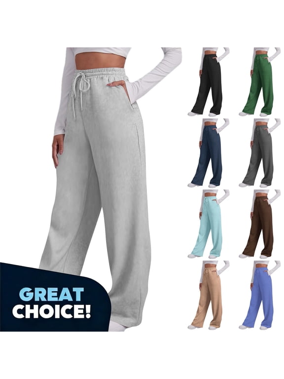 Women's Fleece Pants with Pockets, Drawstring High Waist Sweatpants, Women's Plus Navy,Size XXL