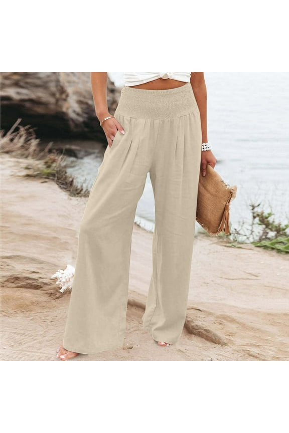 Pants For Women Loose Wide Leg Pants High Waist Straight Pants Casual Pants Khaki XXL