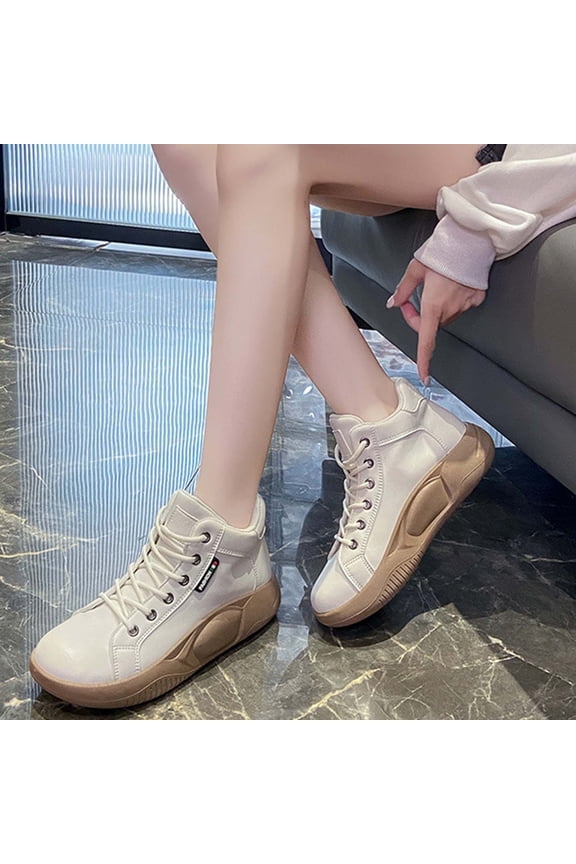 Spring And Autumn Thick Soled Rocking Shoes Versatile Women's Single Shoes High Top Small White Shoes Casual Retro Women's Shoes