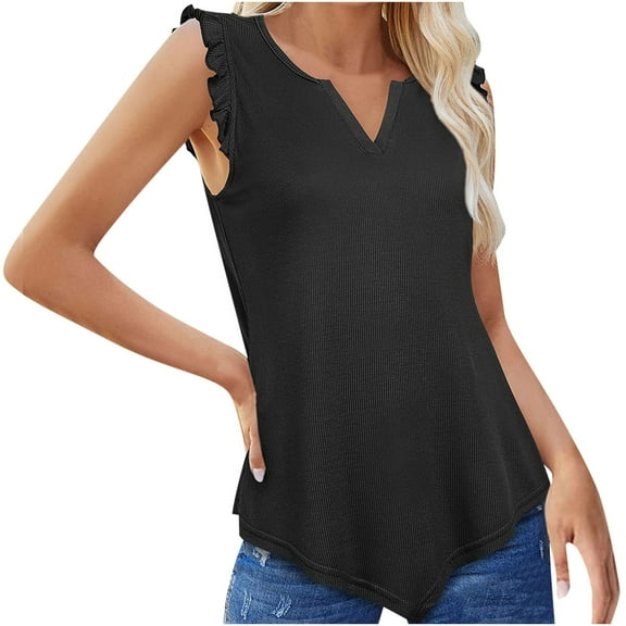 Binmer Tank Top For Women V-Neck Casual Solid Tank Tops Sleeveless Blouse