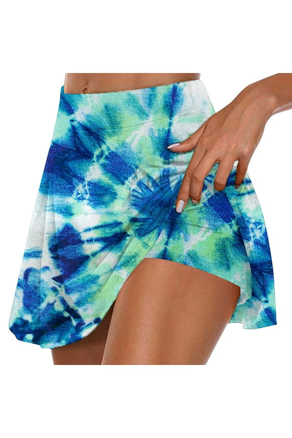 Women Shorts Summer Pleated Tennis Skirts Athletic Stretchy Short Yoga Fake Two Piece Trouser Skirt Shorts