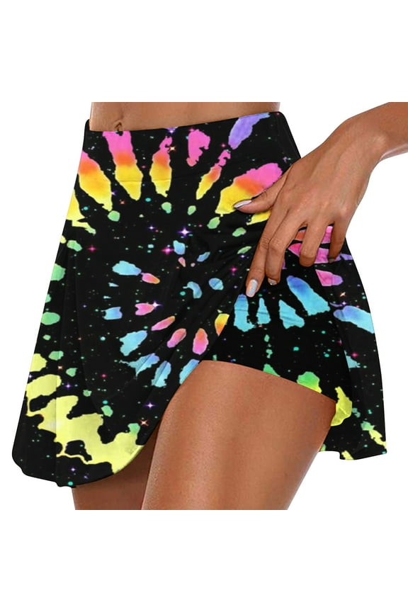 Women Shorts Summer Pleated Tennis Skirts Athletic Stretchy Short Yoga Fake Two Piece Trouser Skirt Shorts