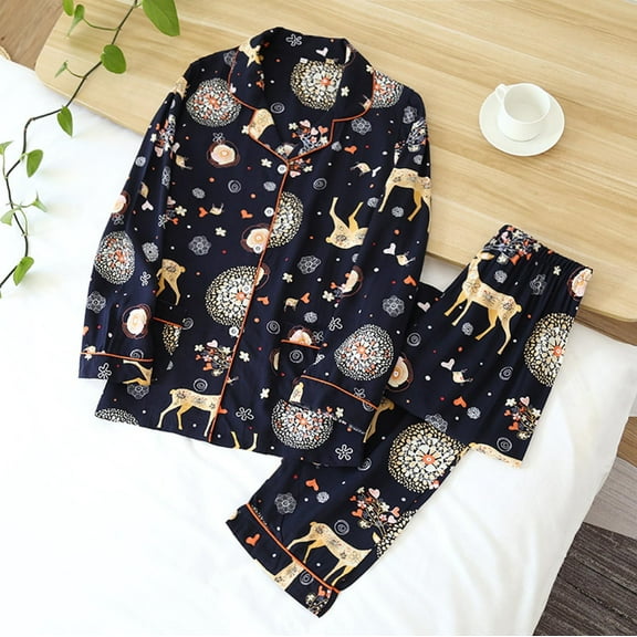 Binmer Women Summer Pajama Suit 2 Pieces Women's Pajamas Sets Cotton Pyjama Women's Pajamas Sleepwear Sets Spring Summer Homewear