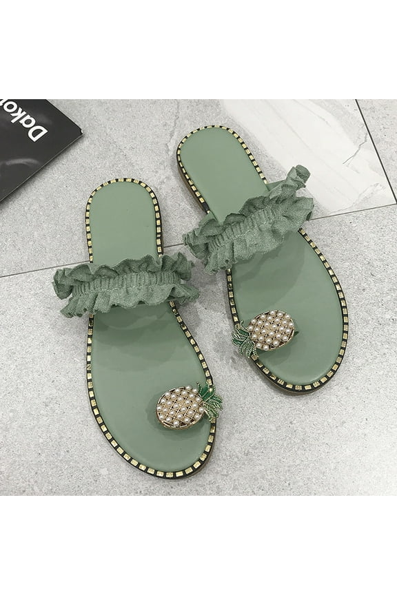 Women Summer Sandals Ladies Pineapple Sandals Clip Toe Flip Flops Boho Casual Slippers Beach Shoes