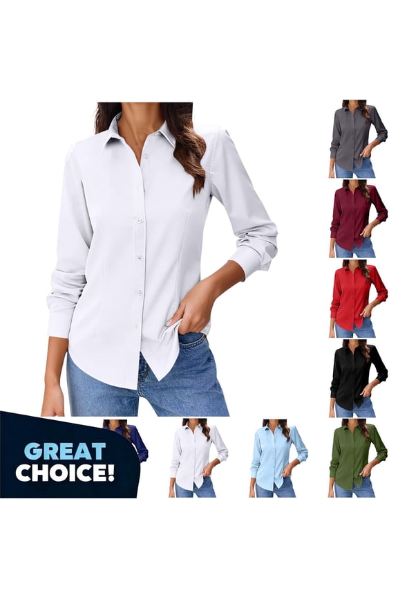 Women's Bottom Down Shirts with Long Sleeve, Ladies Fit Business Dress Shirts,Women's Plus Army Green,Size L