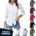 thumbnail image 1 of Binmer Women's Bottom Down Shirts with Long Sleeve, Ladies Fit Business Dress Shirts,Women's Plus Navy,Size L, 1 of 7