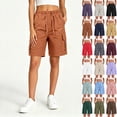thumbnail image 1 of Binmer Women’s Drawstring Elastic Waist Cargo Bermuda Shorts, Womens and Women's Brown,Size S-2XL, 1 of 9