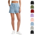 thumbnail image 1 of Binmer Women’s Drawstring Elastic Waist Shorts,Ribbed Knit Casual Loungewear Shorts with Pockets, Womens and Women's Light Blue,Size S-2XL, 1 of 8
