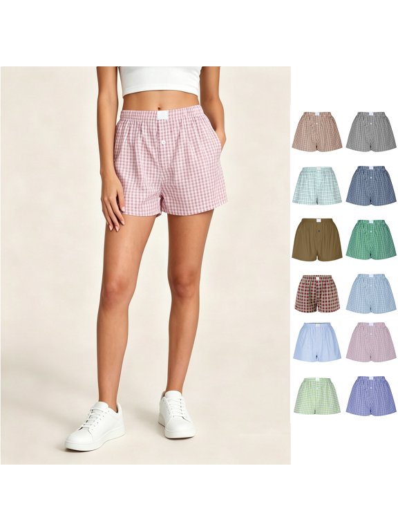 Women’s Elastic Waist Loungewear Shorts, Women Soft Lounge Shorts Sleepwear, Womens and Women's Purple,Size S-2XL