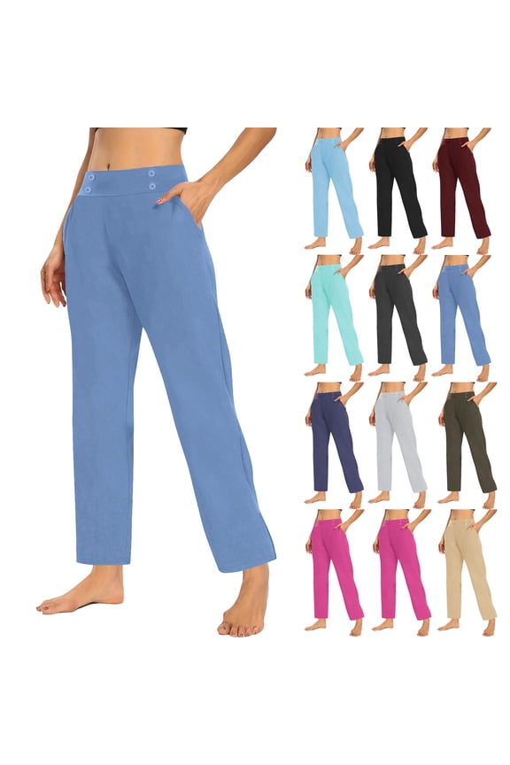 Women's Elastic Waist Pants with Pocket,Casual Loose Fit Athletic Joggers Beige,Womens Plus S