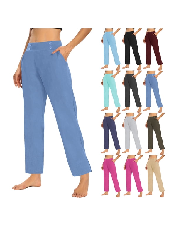 Women's Elastic Waist Pants with Pocket,Casual Loose Fit Athletic Joggers Black,Womens Plus XXXL
