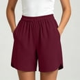 thumbnail image 1 of Binmer Women’s Elastic Waist Shorts with Pockets, Relaxed Fit Summer Lounge Shorts Wine,Women's Plus XXL, 1 of 7