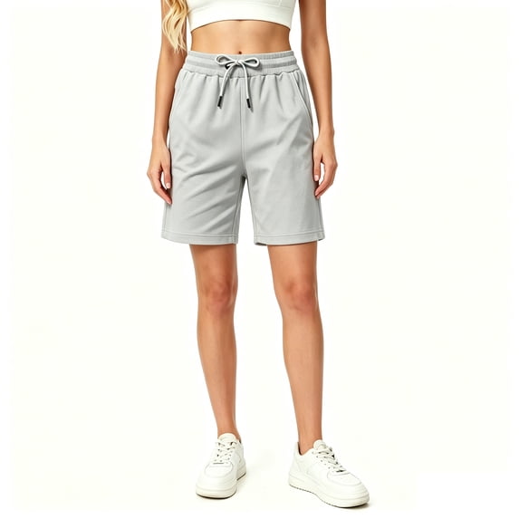 Binmer Women’s Everyday Shorts with Pockets, Drawstring Casual Loungewear Shorts, Womens and Women's Gray,Size M-4XL