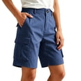 thumbnail image 1 of Binmer Women's High Waist Button Cargo Shorts with Pocket,Casual Outdoor Summer Shorts Blue,Women's Plus XL, 1 of 7