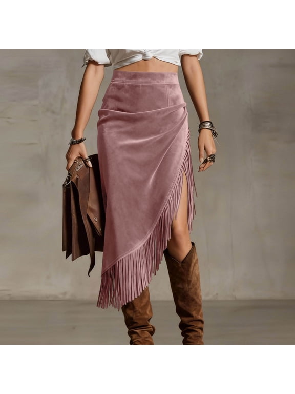 Women's High Waist Ruched Asymmetrical Midi Skirt with Slit, Casual Summer Bodycon Skirt Pink,Women's Plus XXL