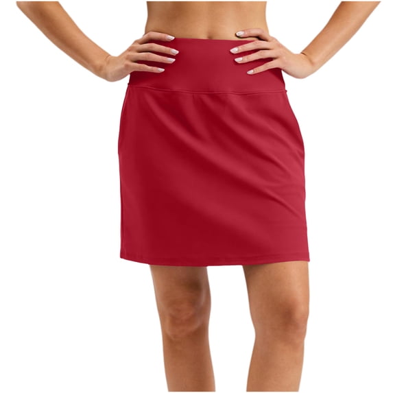 Binmer Women's High Waisted Stretch Waist Skort ,Casual Summer Mini Skirt Shorts Red,Women's Plus XXL