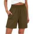 thumbnail image 1 of Binmer Women's Linen High Waist Elastic Waist Shorts, Casual Summer Short with Pockets for Vacation Coffee,Women's Plus XXL, 1 of 6