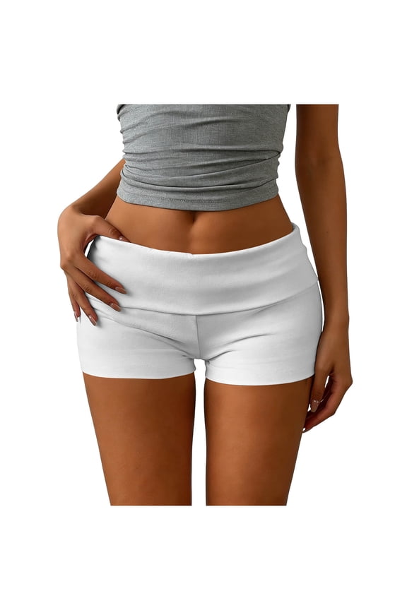 Women’s Low Rise Elastic Waist Shorts,Casual Short Shorts for Summer White,Women's Plus XXL